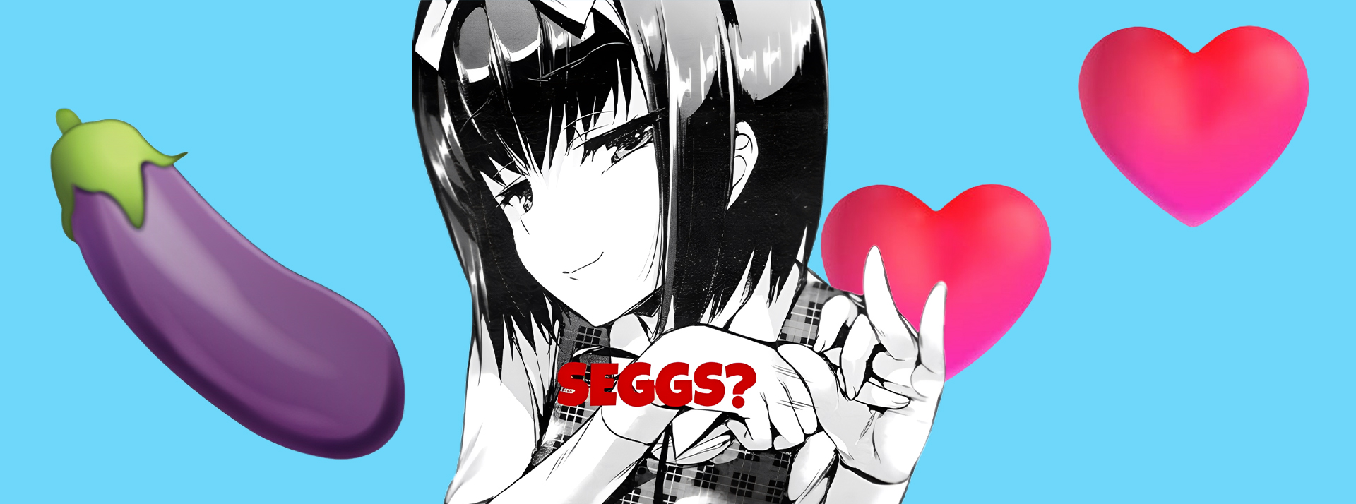 En ligne, comprenez-vous les mots du s3ggs ? - L'ADN Dessin manga d'une fille avec le mot seggs et des emojis coeur et aubergine