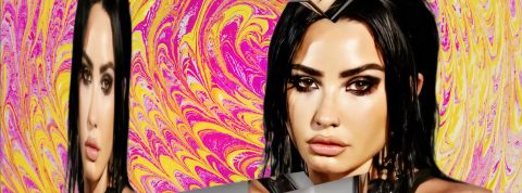 Chez les nouveaux « Cali sober » : pas une goutte d’alcool, mais beaucoup de psychédéliques Demi Lovato sur fond psychédélique rose et jaune