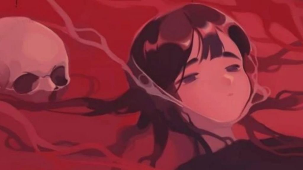 une jeune fille qui se baigne dans un bain de sang