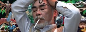 Miyazaki excédé devant un fond de SlopIA