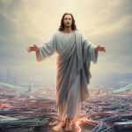 Illustration IA de Jésus sur des câbles électriques