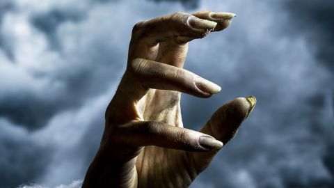 Une main qui sort de terre