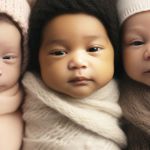 Image IA de plusieurs bébés emmaillotés de toutes ortigines