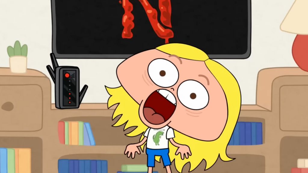 Un personnage de dessin animé blond et insuportable