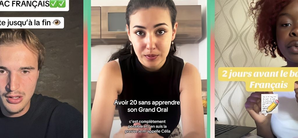 Captures de comptes TikTok de révisions pour le bac