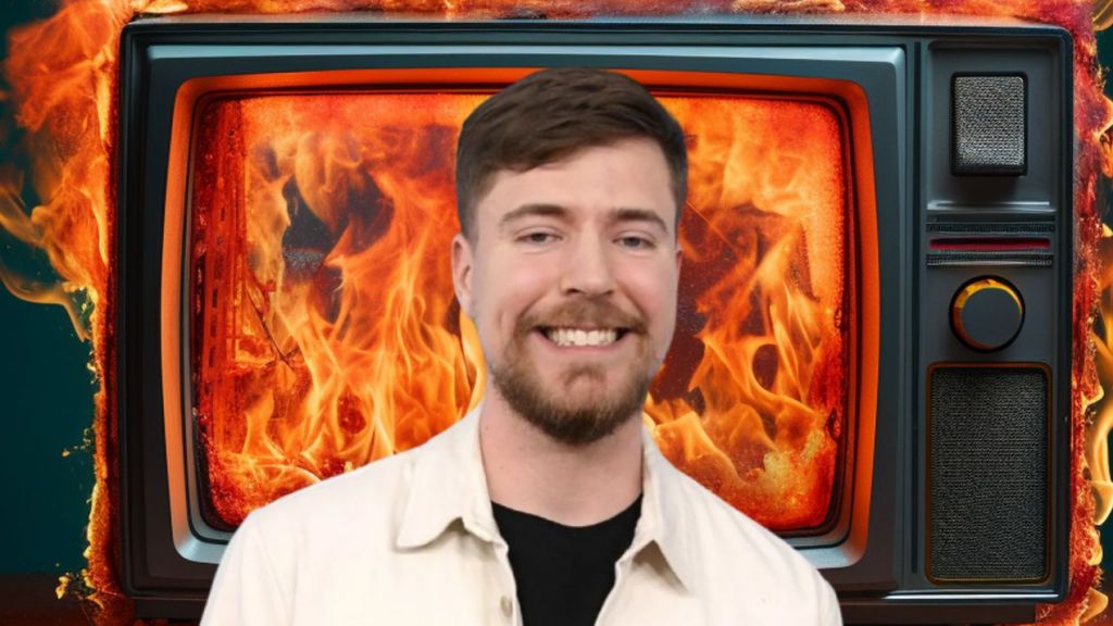MrBeast devant une télé en feu