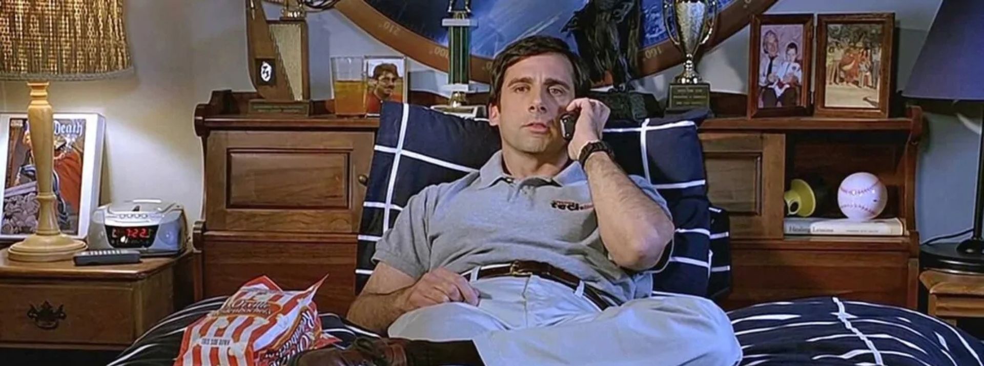 steve carrel dans son lit de puceau