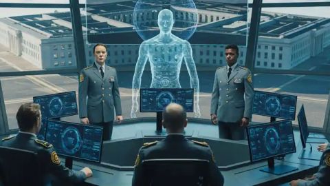 Detachment 201 : qui sont ces tech-bros devenu colonels de l’armée américaine ? Image IA d'une vision futuirste de militaires super connectés