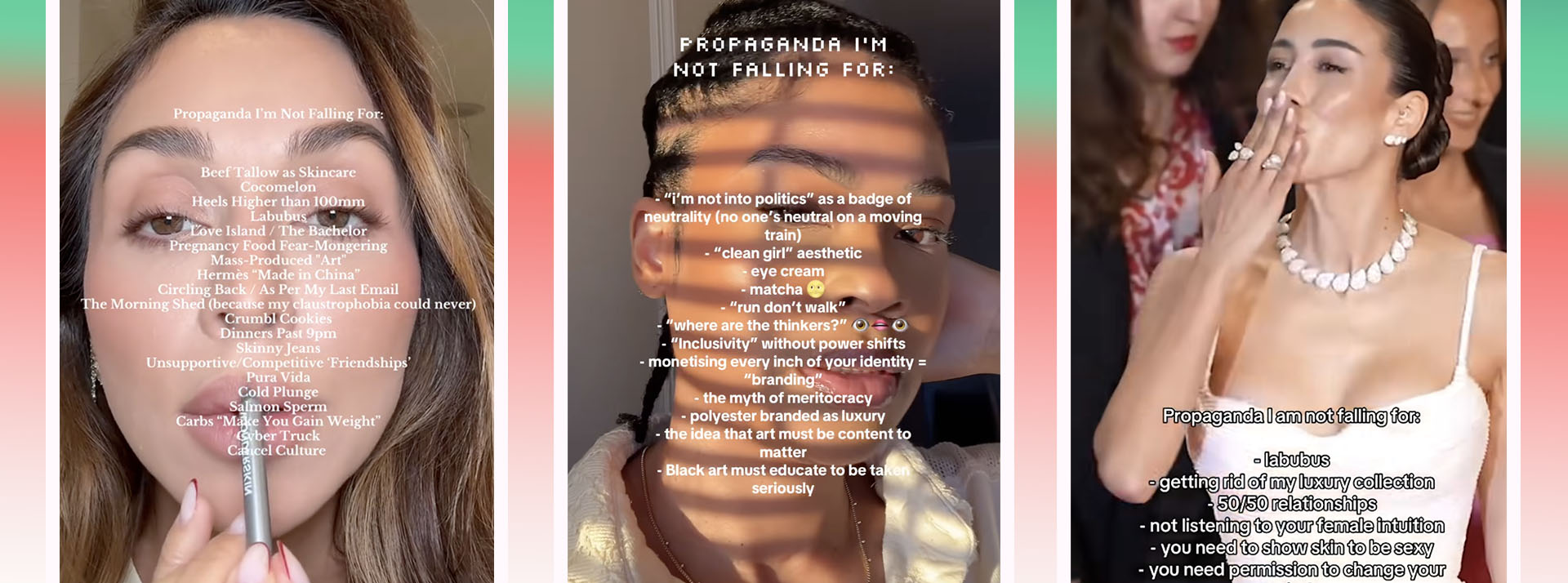 « Propagandas I am not falling for » : cette trend qui dit non aux trends sur TikTok - L'ADN Des captures TikTok sur la tendance "no propaganda"