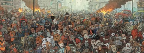 Donner des droits au IA pour les protéger comme des humains ? La fausse bonne idée de la Silicon Valley Illustration en couleurs par IA de robots qui manifestent