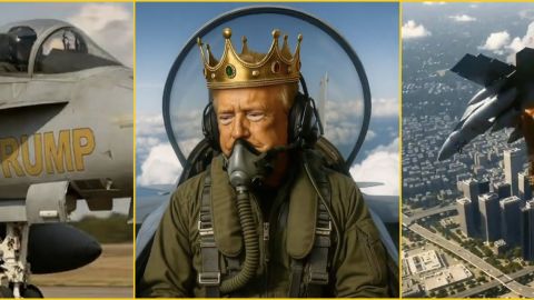 Le clip animé de Trump dans unjet privé qui déverse du caca