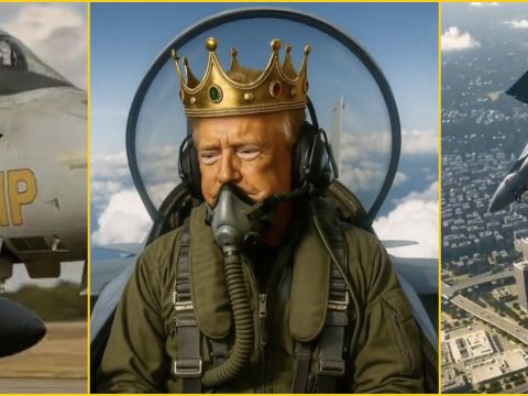 Le clip animé de Trump dans unjet privé qui déverse du caca