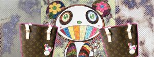 Détail de « Forest Companions » de Takashi Murakami et sacs Louis Vuitton x Murakami