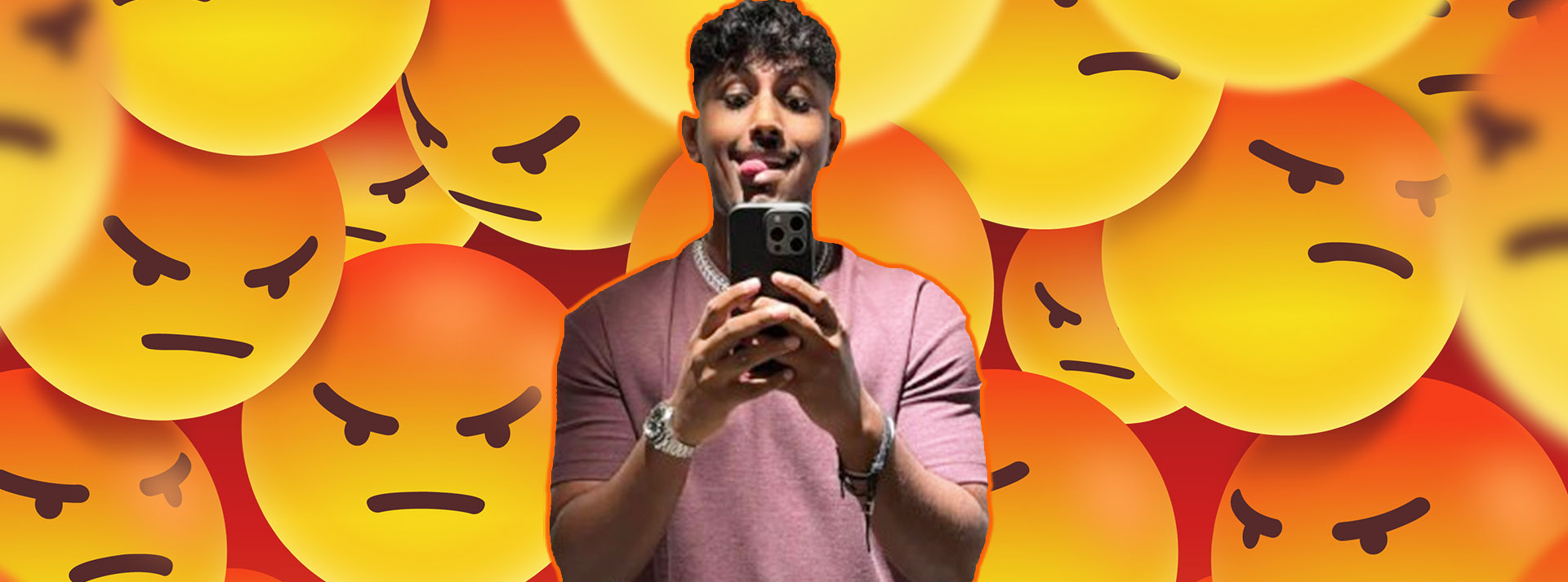 15-12-srilankais - L'ADN une jeune homme qui tire la langue devant un mur d'emoji pas content