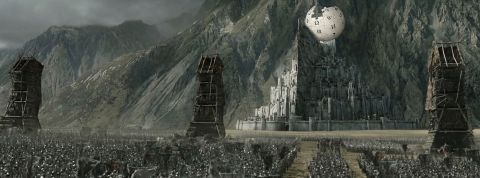 wiki la citadelle de Minas tirit assiégée avec le logo de Wikipédia au dessus