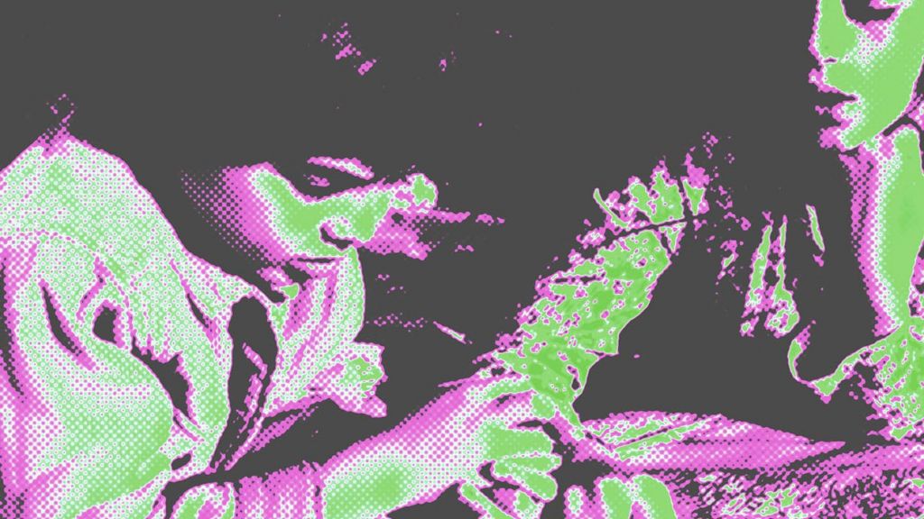 Une photo vintage pasée sous photshop dans les tons bleus et roses