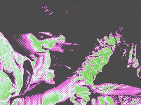 Une photo vintage pasée sous photshop dans les tons bleus et roses