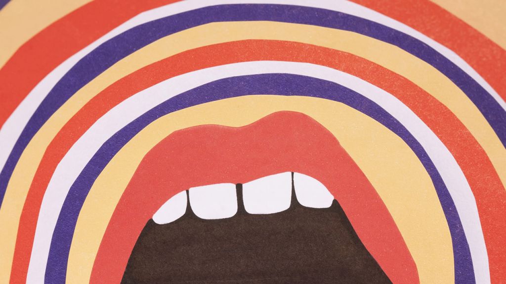 Une bouche pop qui crie faite en papier