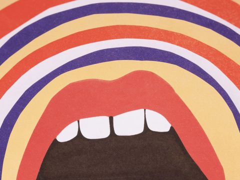 Une bouche pop qui crie faite en papier