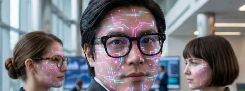 L'IA doit être un sparring partner des RH, jamais un juge Gros plan sur des visages avec mumières digitales dans un grand open space