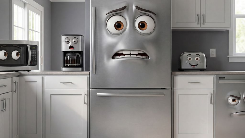 Des appareils électroménagers humanisés, type studio Pixar