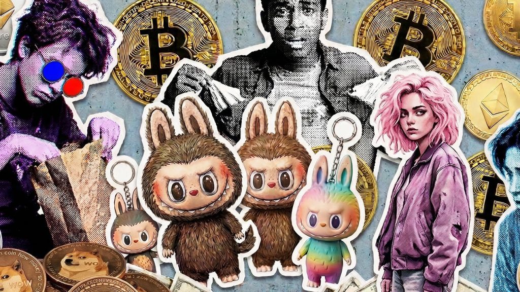 Des jeunes fauchés, des Labubus, des dollars er des Bitcoins, dogecoins, Ethereum