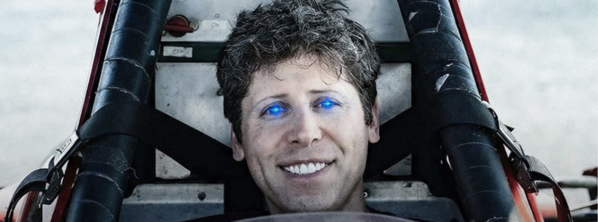 Les dirigeants IA sont-ils anti-humains ? Les techno-critiques pensent que oui - L'ADN Sam Altman avec des yeux bleu laser