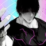 Un visuel avec voiture, éclairs, personnages de manga, néons