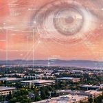 Un œil au sunset au-dessus de la Silicon Valley