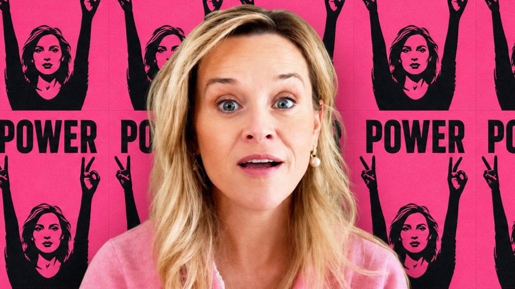 Reese Witherspoon devant un fond rose  - girl power - 