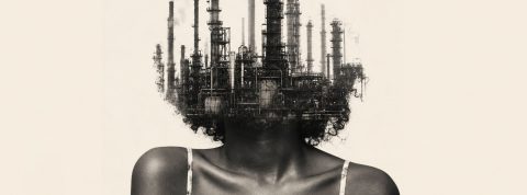 09-07-friches une te^te de femme afro-américaine avec une friche industrielle sur la tête