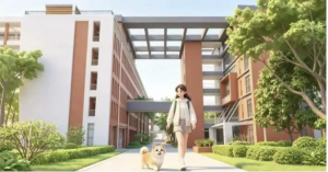 Etudiants chinois avec animaux de compagnie