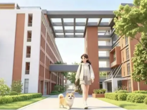 Etudiants chinois avec animaux de compagnie