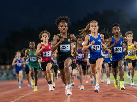 Des ado qui courent le 100 mètres