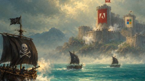 une flotte pirate attaque un fort