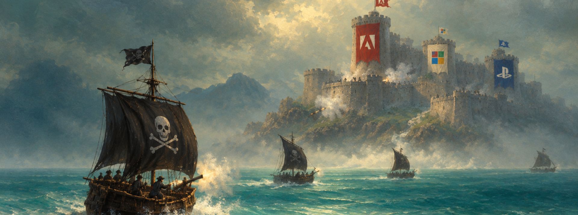 une flotte pirate attaque un fort